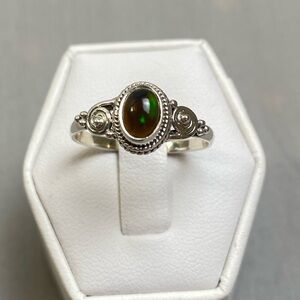 New Sterling Silver 925 Black Opal Ring Southwestern Sz 9